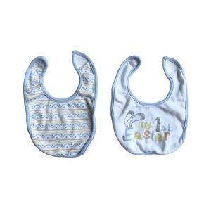 Cutie Pie Bibs 2 Pack Baby Boy My First Easter Pastel White